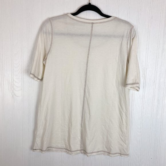 LOGO short sleeve top size‎ small ivory with tan stitching - Picture 2 of 5